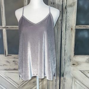 Madewell grey velvet racer back tank top sz m